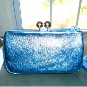NWT Ted Baker Pebbled Sky Blue Leather Crossbody